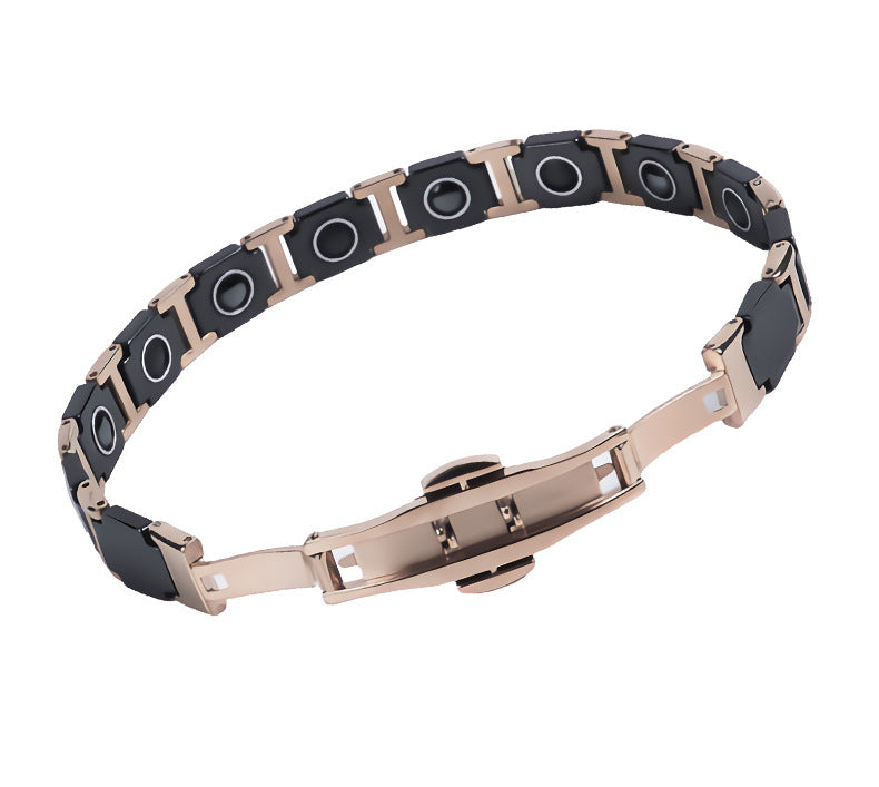 Energetic Magnetic Ceramic Bracelets Germanium Black Steel Therapeutic Health Bio Energy Benefits for Arthritis