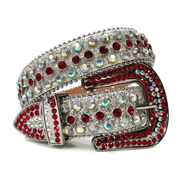 Diamond Stud Crystal & Rhinestone Western Cowgirl Cowboy Belt For Women Men