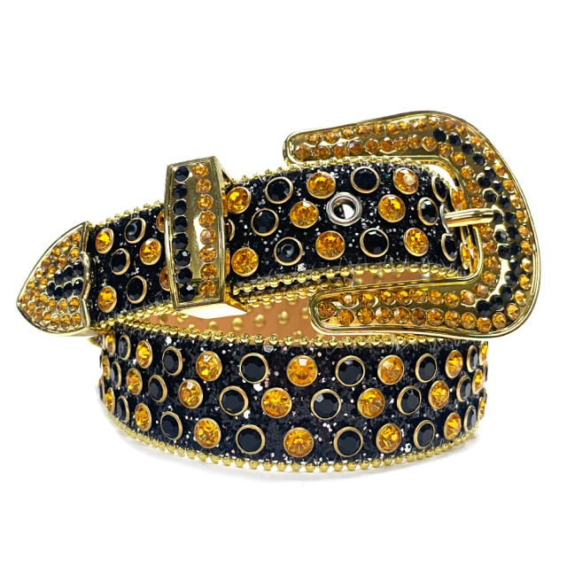 Diamond Stud Crystal & Rhinestone Western Cowgirl Cowboy Belt For Women Men