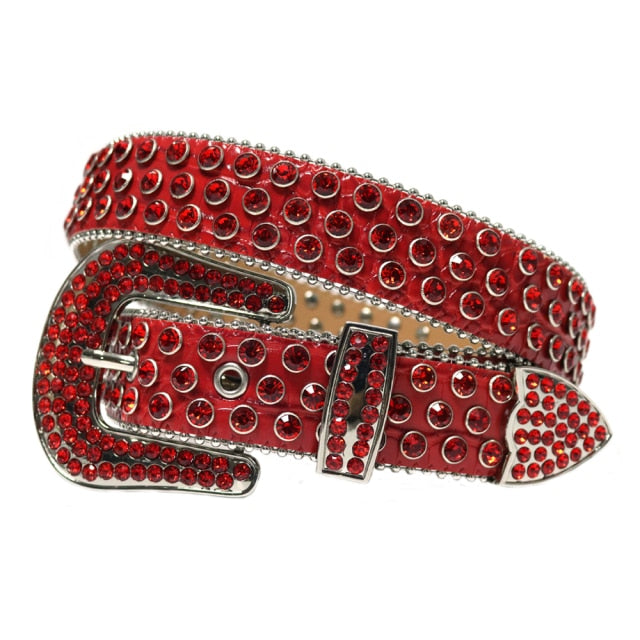 Diamond Stud Crystal & Rhinestone Western Cowgirl Cowboy Belt For Women Men