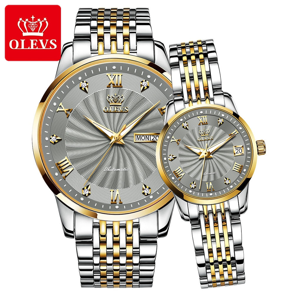 Couples Wristwatch OLEVS Luxury Automatic Self Wind Mechanical Movement Waterproof Watches